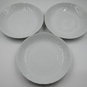 MINT 3 B&Co. Limoges France Solid White Swirl Scallop 8.25-Inch Salad Plates